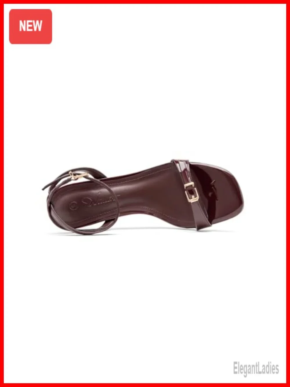 Kitten Heel Square Open Toe Ankle Strap Heeled Sandals